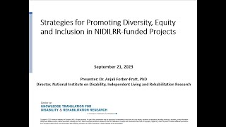 Webcast 83 Strategies for Promoting Diversity Equity and Inclusion in NIDILRRfunded Projects [upl. by Onafets]