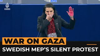 ‘There are no more words to say on Gaza’ Swedish MEP’s silent protest  Al Jazeera Newsfeed [upl. by Griff]