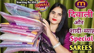 Meesho Saree Haul Rs400  Pure Georgette Viscose Saree  Diwali amp Wedding Partywear Special Saree [upl. by Minerva884]