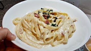 CREAMY BACON PASTA RECIPE  Pasta Cheese Sauce Recipe  How To Make Cheesy Fettuccini Pasta [upl. by Tcideneb118]