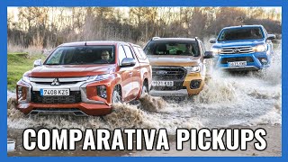 Toyota Hilux vs Ford Ranger vs Mitsubishi L200  Comparativa Pickups 2020 ¿cuál elegir [upl. by Crawley]