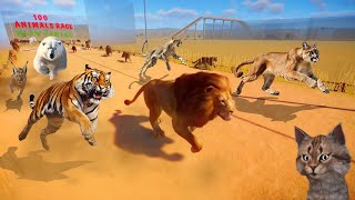 100 Animals Race in Planet Zoo included Lion Tiger Wolf Cheetah Cat Dog Crocodile amp Bear [upl. by Goeselt]