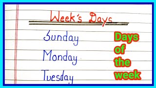 Dino ke naam  Days name in english  Days of the week in english  दिनों के नाम अंग्रेजी में [upl. by Ardin]