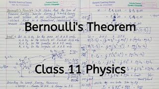 Bernoullis Theorem  Chapter 9  Mechanical Properties of Fluids  Class 11 Physics [upl. by Aser]