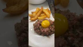 Steak tartare with double cooked chips goldancooks food homechef steaktartare dinner [upl. by Elwira792]