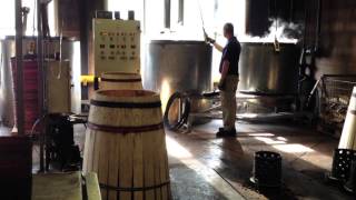 Seasoning oak wine barrels at a tonnellerie in Bordeaux [upl. by Enairda]