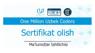 One Million Uzbek Coders saytidan sertifikat olish Data Analysis   IT Learning [upl. by Dihahs]