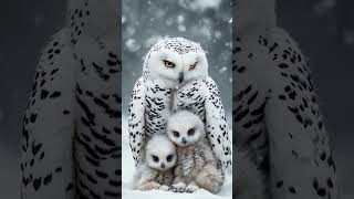 Heroic Owl Guards Chicks During Intense Snowstorm owl trending bird [upl. by Ayokahs335]