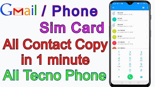 Tecno Phone Contacts Import Export  How To Copy Contact Gmail To Phone amp Sim Card [upl. by Edmead]