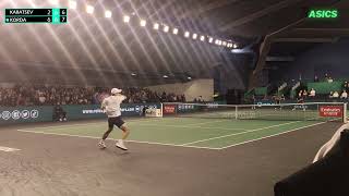 Aslan Karatsev vs Sebastian Korda  COURT LEVEL VIEW  Rolex Paris Masters 2021 [upl. by Nnairac376]