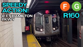 NYC Subway R160 F and G trains hauling ass into Fort Hamilton Parkway 22824 [upl. by Aivuy]