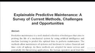 Explainable Predictive Maintenance A Survey of Current Methods Challenges and Opportunities [upl. by Fernas]