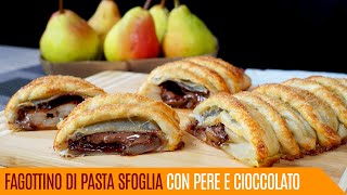 Fagottino di pasta sfoglia con pere e cioccolato  Le video ricette di Lara [upl. by Halyak564]