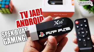 PAKE ANDROID TV STICK SPEK GAHAR BISA BUAT GAMING  Unboxing amp Review Mini TV Stick X98 S500 [upl. by Erehpotsirhc]