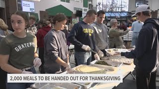 Muskegon volunteers prepare 2000 Thanksgiving meals for families in need [upl. by Hadias]