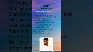 Bryson Tiller  Dont Lyrics shorts [upl. by Suhsoj81]