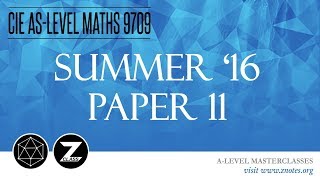 CIE AS Maths 9709  S16 P11  Solved Past Paper [upl. by Neile71]