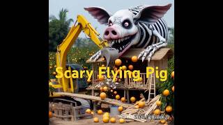 Scary Flying Pig Smash Hut At Grapefruit Farm With backho monsterpig animals excavator 1082 [upl. by Htrag388]