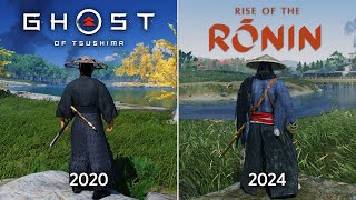 Ghost of Tsushima vs Rise of the Ronin  Physics and Details Comparison [upl. by Ttereve]