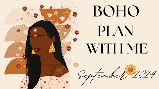 Plan with Me For September 🍂 Digital Planner  Modern Boho Stickers [upl. by Gavan]