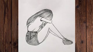 Sad Girl Drawing Step By StepHow to draw girl sadPencil Sketch [upl. by Finley]