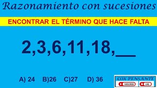 4 SUCESIONES ENCONTRAR EL TÉRMINO QUE HACE FALTA 2361118 [upl. by Nilyaj]