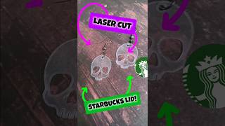 Making DIY Earrings Out Of Recycled Coffee Lids ☕️ lasercut laserengraving diy laser recycle [upl. by Siroval]