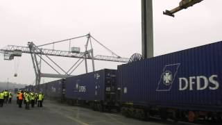 DFDS Container train resumes March 4 2013 [upl. by Annirok172]