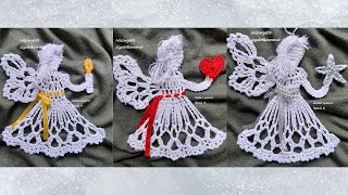 Płaski aniołek szydełko 9 cm wysokości Wzór autorski Crochet angel tutorial [upl. by Bluefield]