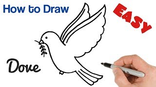 How to Draw a Dove with Olive Branch  Pigeon Drawing Easy Art Tutorial [upl. by Enwahs]