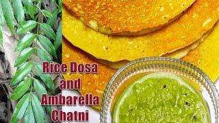 Rice Dosa and Ambarella Leaves Chatni Easy recipe Trending [upl. by Nazar617]