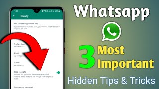 3 Most Important Hidden tips and tricks in whatsapp Read Receipts  how to hide whatsapp blue ticks [upl. by Sahc51]