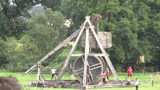 Warwick Castle  Trebuchet in Action [upl. by Esoryram]