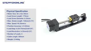 Nema 17 Stepper Lead Screw Linear Actuator 15A Stroke 120mm 025Nm Lead 635mm025quot with Sensor [upl. by Wildermuth]