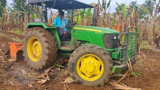 John Deere 5075E 75hp 4wd Tractor banana mulching performance  Shaktiman 42 blades rotary tiller [upl. by Readus258]