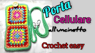 Tutorial Porta cellulare alluncinetto  easy crochet  granny square  borsa a tracolla [upl. by Neile]