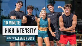 10 MIN SWEATY CARDIO HIIT Workout with THE ELEVATOR BOYS No Equipment No Repeat Full Body Workout [upl. by Lleddaw]