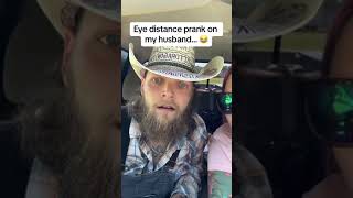 Eye distancing prank on my husband 👀😂 eyedistance prank couplescomedy prankwars funnycouple [upl. by Eanyl646]