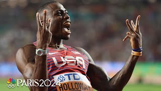 THREEPEAT Grant Holloway dominates field for historic 110m hurdles gold at Worlds  NBC Sports [upl. by Festus]