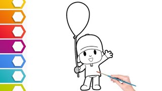 cute pocyo drawing  draw and colouring pocyo  step by step easy drawing activity for kids [upl. by Refinney]