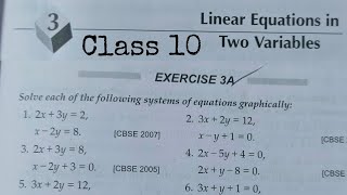 Linear Equations in two Variables Exercise 3A Q1 to Q5  Class 10  CBSE  Rajmith study [upl. by Irehc]