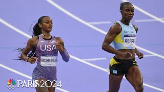 ShaCarri Richardson finds her gear joins Julien Alfred in 100m final  Paris Olympics  NBC Sports [upl. by Diannne]