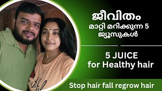 New Hair care series video2  5 hair growth supporting Juices  natural foods for hairfall control [upl. by Laurinda982]