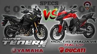 YAMAHA SUPER TENERE ES vs DUCATI MULTISTRADA V4 RALLY SPECS COMPARISON [upl. by Tiram531]