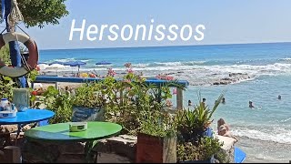 Hersonissos Crete Greece Beaches Day and Night Life Resorts Central street [upl. by Aneeuqahs]