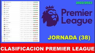 CLASIFICACION PREMIER LEAGUE JORNADA 38 TABLA DE POSICIONES PREMIER LEAGUE 20222023 [upl. by Bobker]