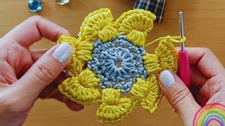 how to Crochet a bit difficult motif easy motif crochet or difficultbeautiful and easy to me DIY [upl. by Arlina]