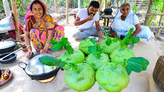 মাঠের টাটকা ওলকপি দিয়ে ইলিশ মাথা সঙ্গে ঘটকচুর শাক রান্না  Farm fresh vegetables recipe  villfood [upl. by Woo]