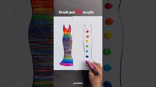 Brush pen VS Acrylic paint  Rainbow Dress Painting 🌈✨🤩 shorts art satisfying [upl. by Denise]