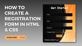 Registration Form using HTML amp CSS  Without Bootstrap pure HTML amp CSS  webcomponent [upl. by Sucramej]